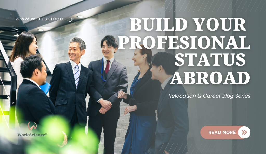 Work Science blog banner titled 'WORK ABROAD: OVERCOMING HOMESICKNESS' over a photo of a woman with long, curly hair sitting alone on the floor by a window, looking reflective or sad.